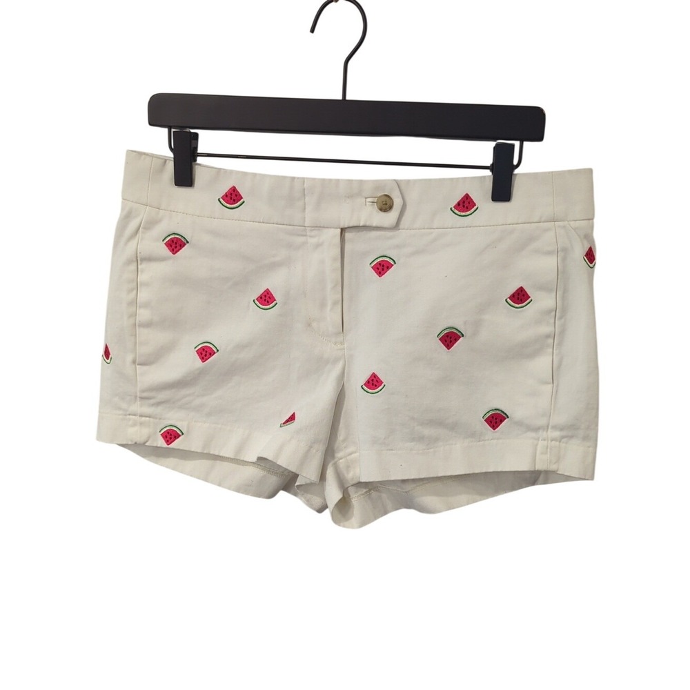 J. Crew Watermelon Shorts White Summer size 6 100% Cotton